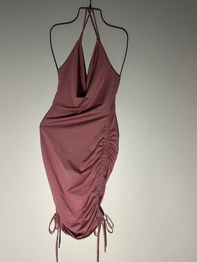 Fashion Nova Mauve One-Shoulder Cowl Ruched Dress